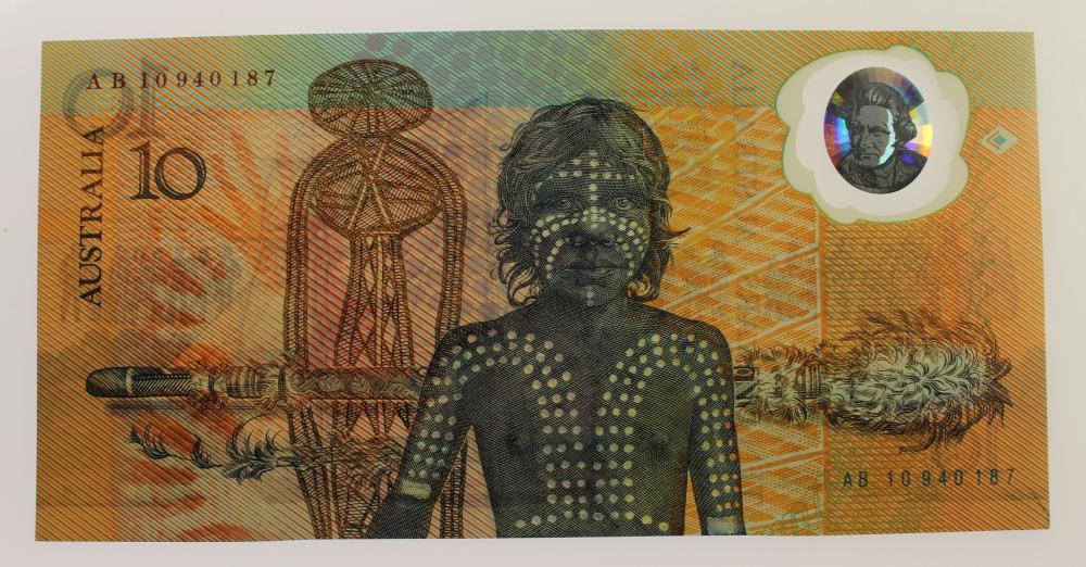 Australia 'Johnston - Fraser' AB10 - First Prefix (1st issue) Bicentennial $10 (1988), Uncirculated