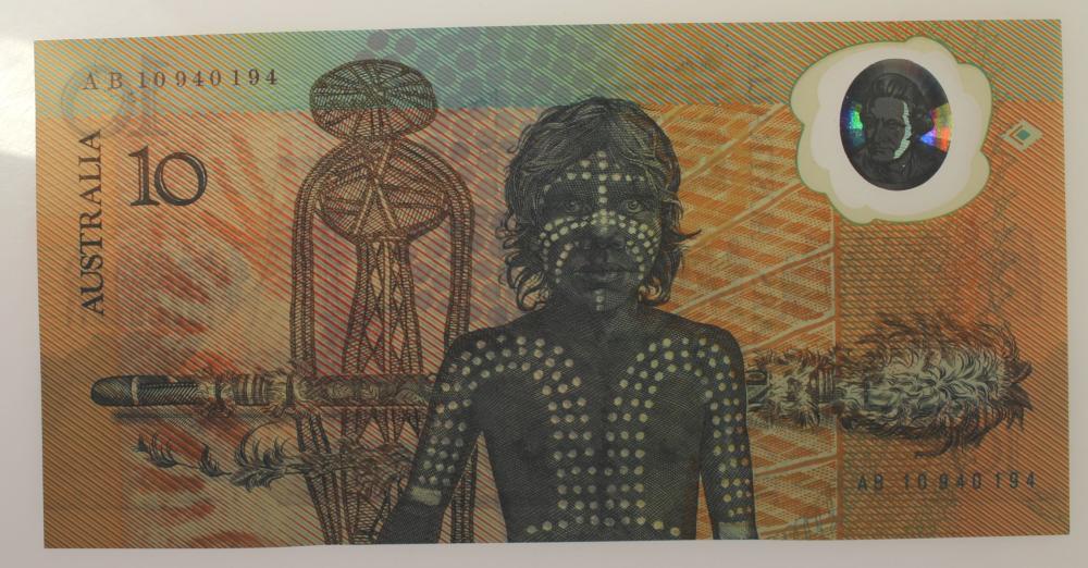 Australia 'Johnston - Fraser' AB10 - First Prefix (1st issue) Bicentennial $10 (1988), Uncirculated