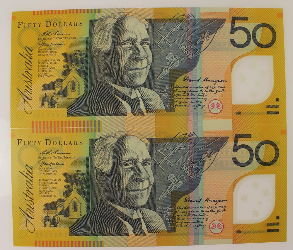 Australia 'Macfarlane - Evans' $50 (1999), Uncirculated (Consecutive Pair)