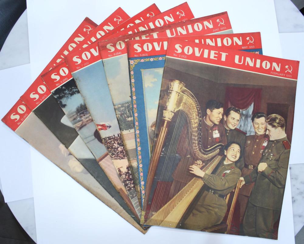 1955 Soviet Union Illustrated Monthly Magazines (7 items)