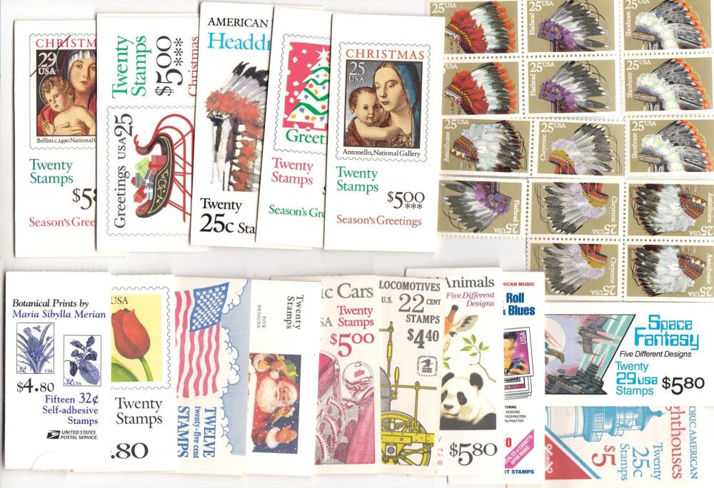 USA Stamp Booklets with over US $40 Face Value (15 incomplete)