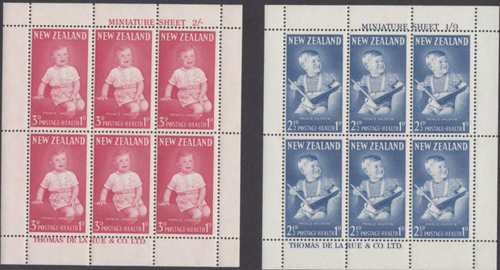 New Zealand 1960s 'Health Series' Miniature Stamp Sheets, all MNH (2 items)