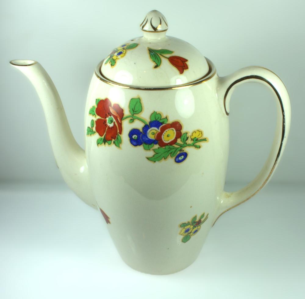Art Deco Johnson Brothers Hand-painted Coffee Pot