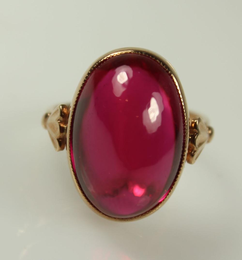 Rose Gold Ring in 14ct with Synthetic Cabochon Ruby