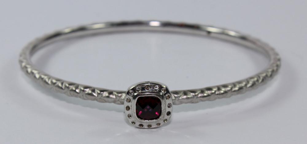 Ornate Bangle in Sterling (925) Silver with Amethyst