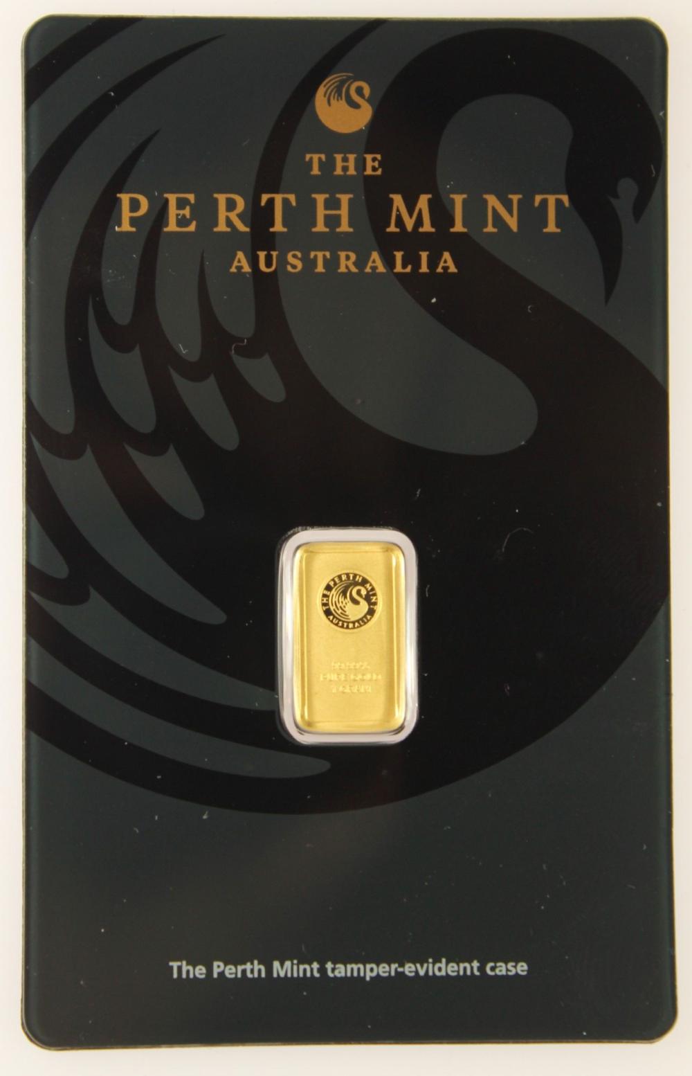 Australia Perth Mint Gold (9999) Bar in Credit Card Sleeve