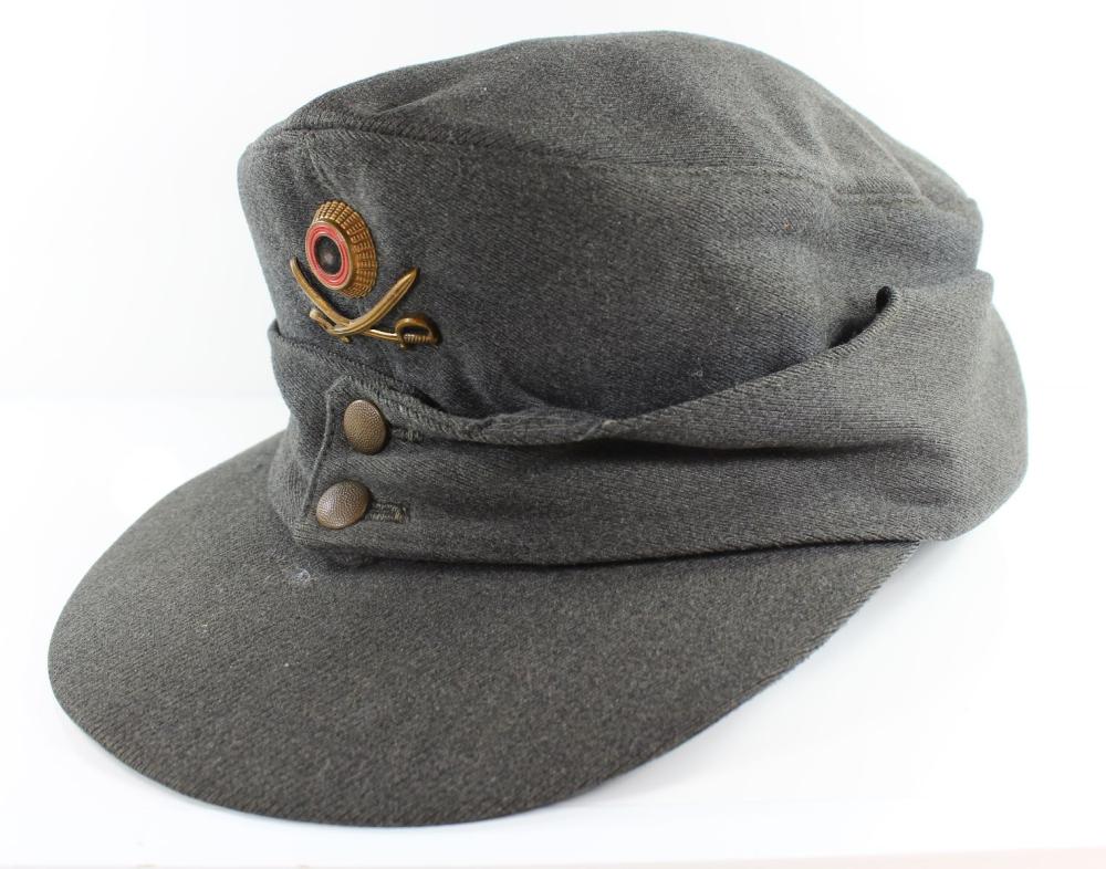 Post WWII German Military Cap with Red Roundel & Crossed Swords