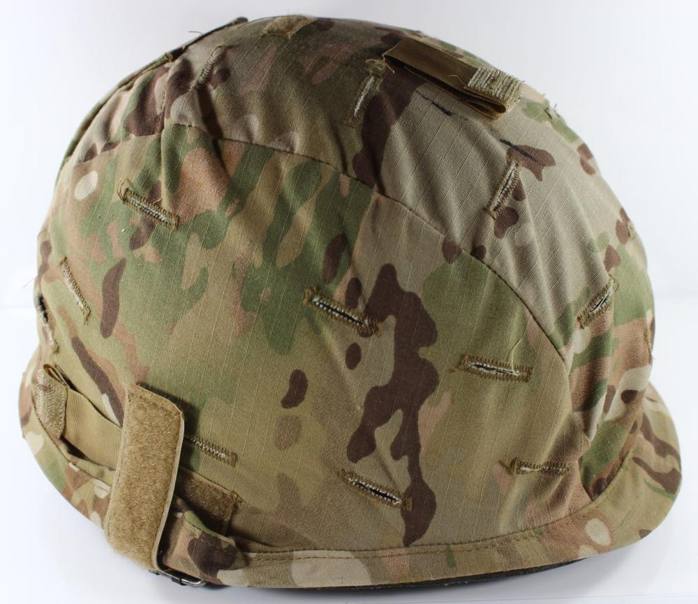 Vietnam War US issue M1 Steel Helmet complete with liner, Chin strap and M81 Woodland Camouflage Cover. Very Fine condition