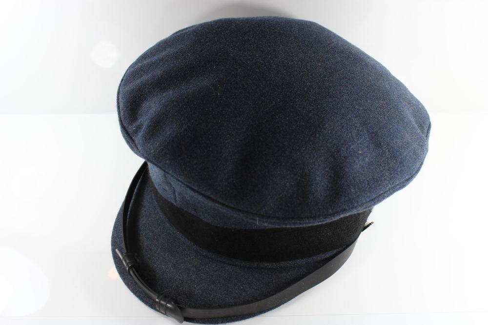 Military style Peaked Cap in Grey Wool