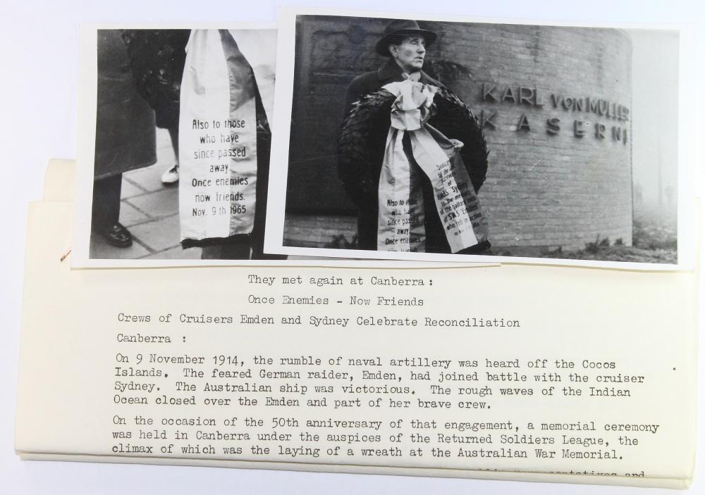 WWI Australia/Germany Ruth Ihle's roneoed account of the 'Destruction of the Emden' & a description of the 50th Anniversary Ceremony held in Canberra