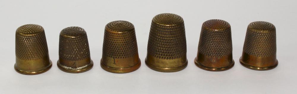 Collection of Antique Brass Thimbles (6 items)