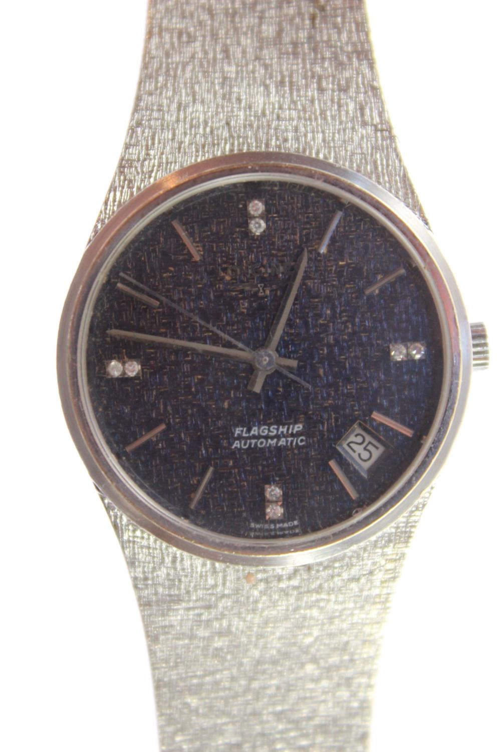 1960's 'Unisex' Longines Flagship Automatic Watch in 18ct White Gold with matching textured Custom Band