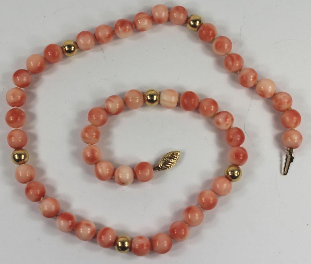 Pink Coral Necklace with 14... image