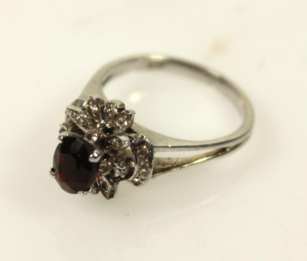 Faux Ruby & Diamond Ring in Sterling (925) Silver