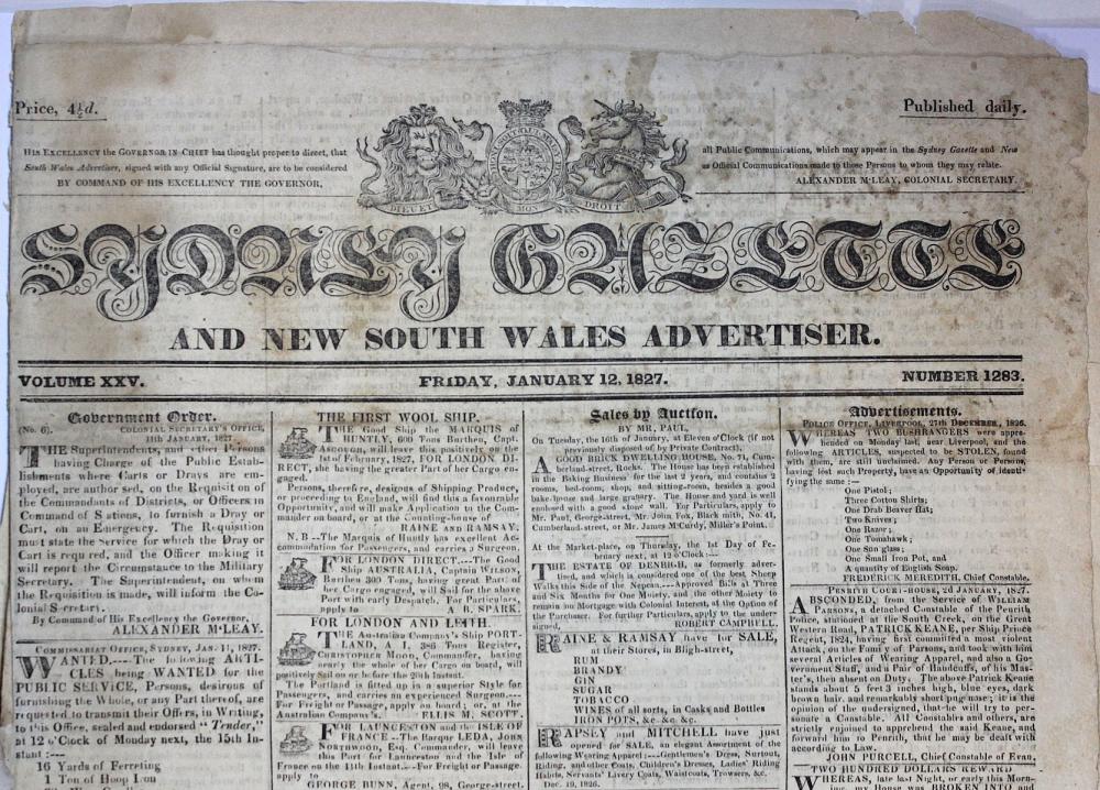 Australia. 'Sydney Gazette ... image