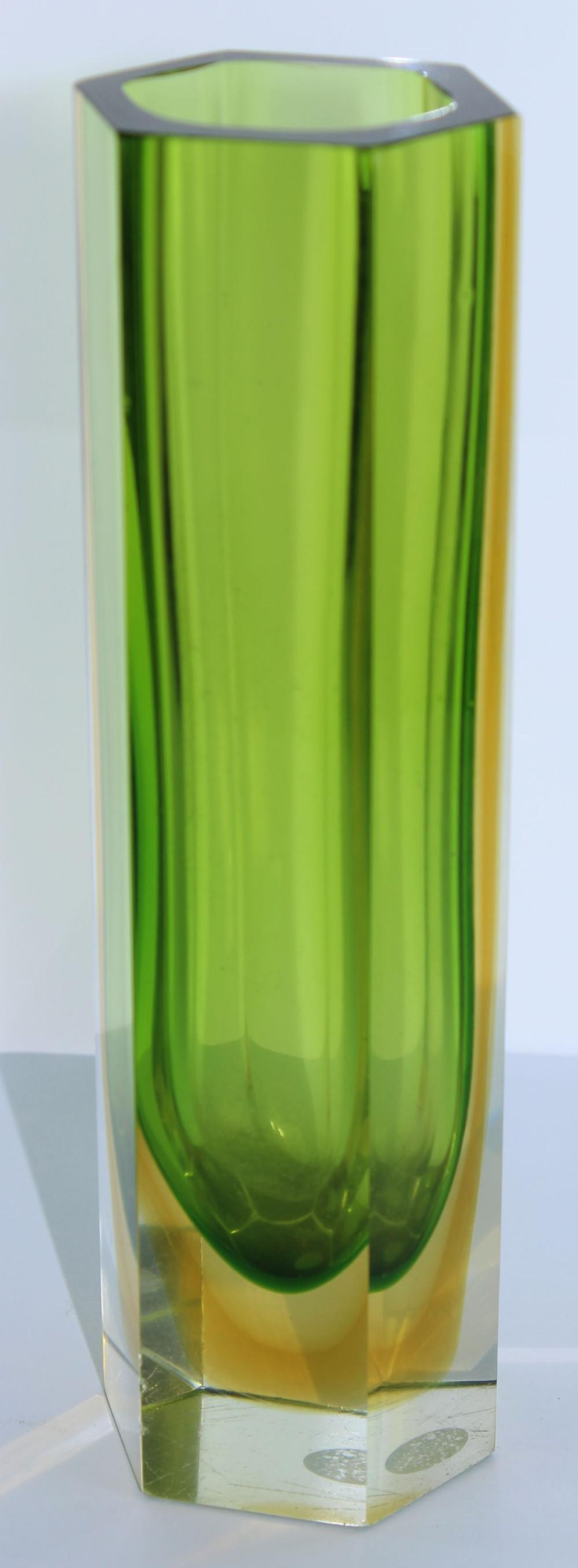 Hexagon Glass Vase with Gre... image