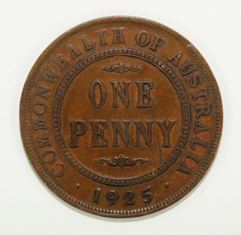 Australia 1925 Penny, Fine image