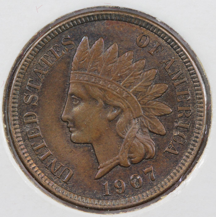 USA 1907 Cent, Brown Unc wi... image