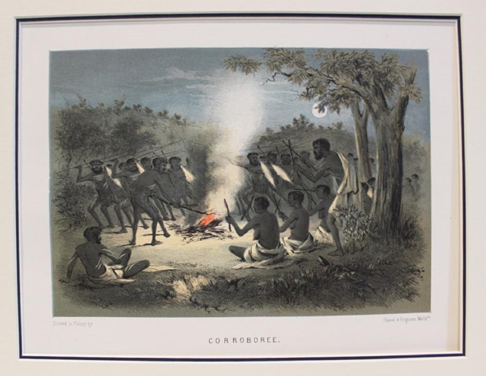 Corroboree,' an original chromolithograph from the 'Australian Sketchbook' by colonial artist Samuel Thomas Gill, circa 1865