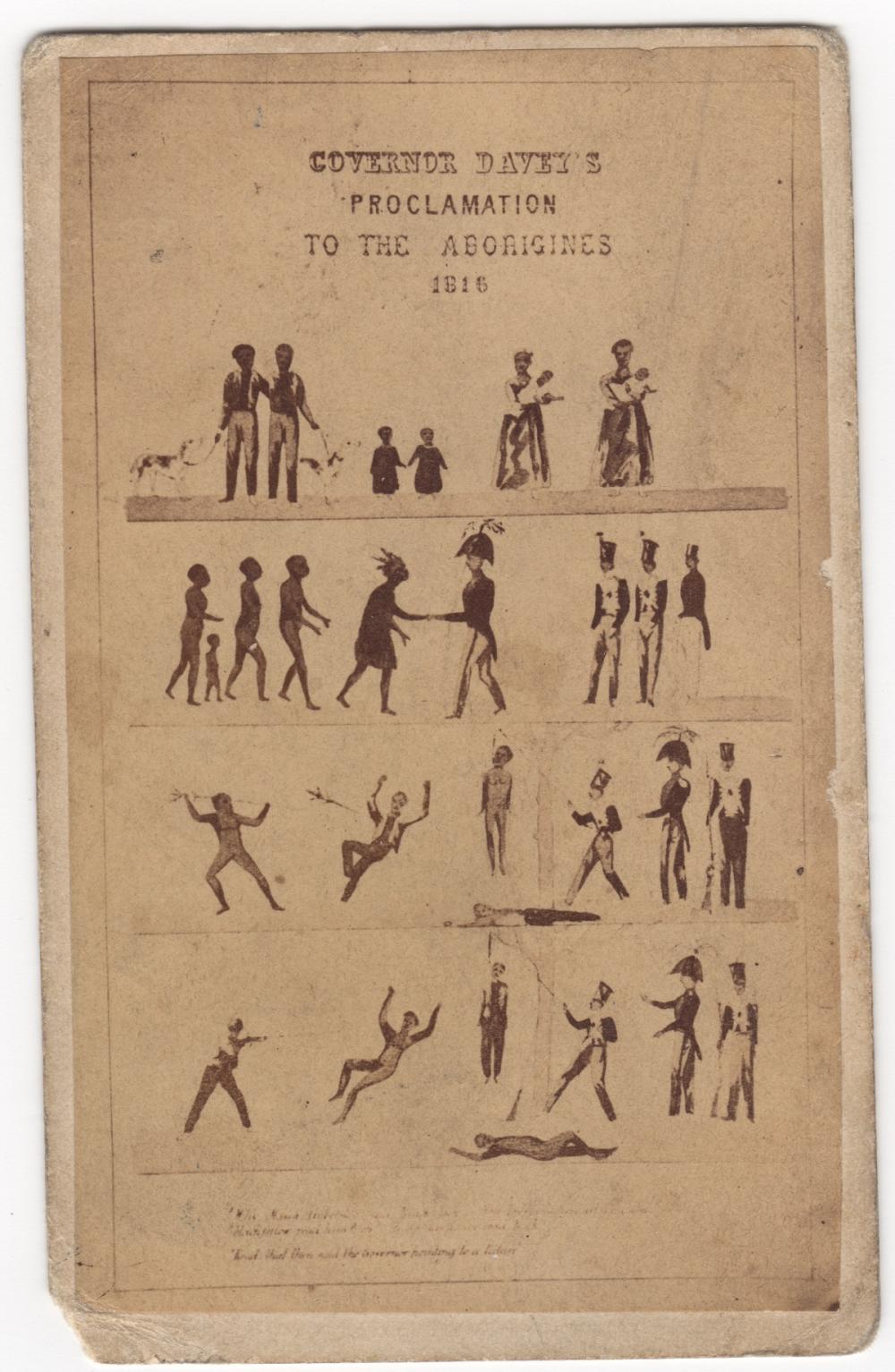 'Rare' Carte de Visite circa 1880s recapturing 'GOVERNOR DAVEY'S / PROCLAMATION / TO THE ABORIGINES / 1816'