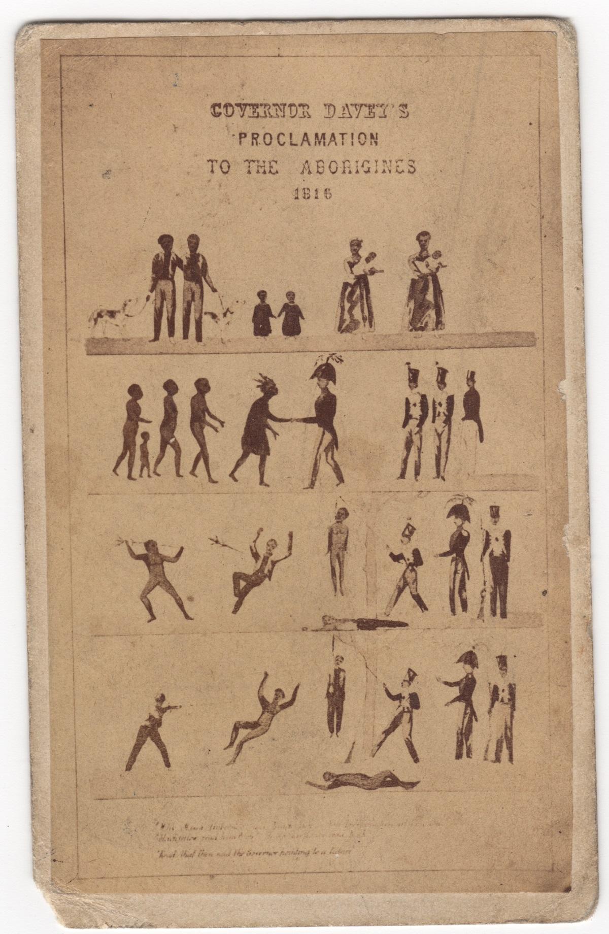 'Rare' Carte de Visite circa 1880s recapturing 'GOVERNOR DAVEY'S / PROCLAMATION / TO THE ABORIGINES / 1816'