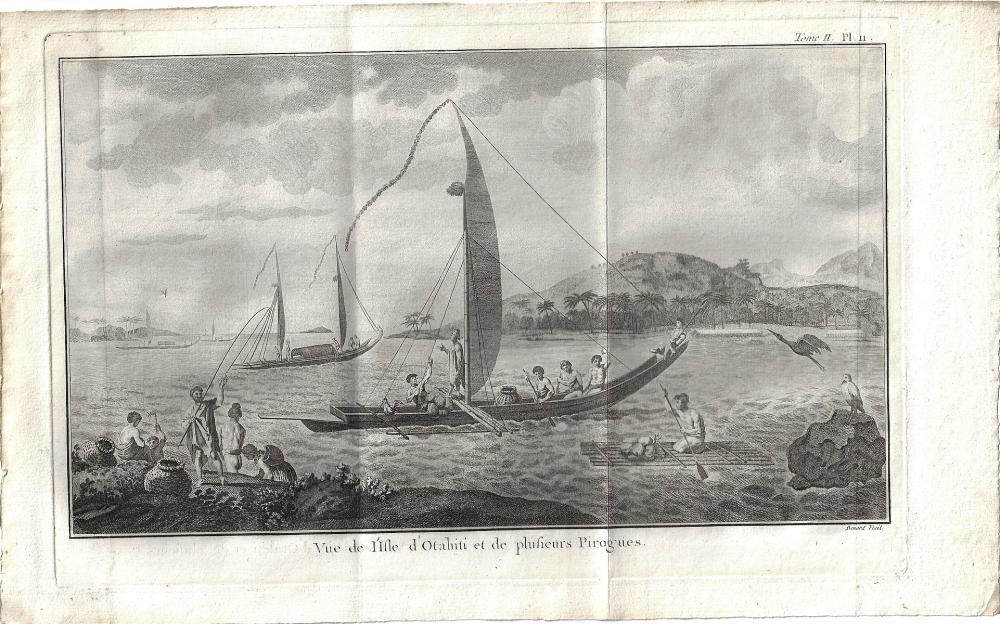 Copperplate engraving of 'the Island of Otahiti (Tahiti)'