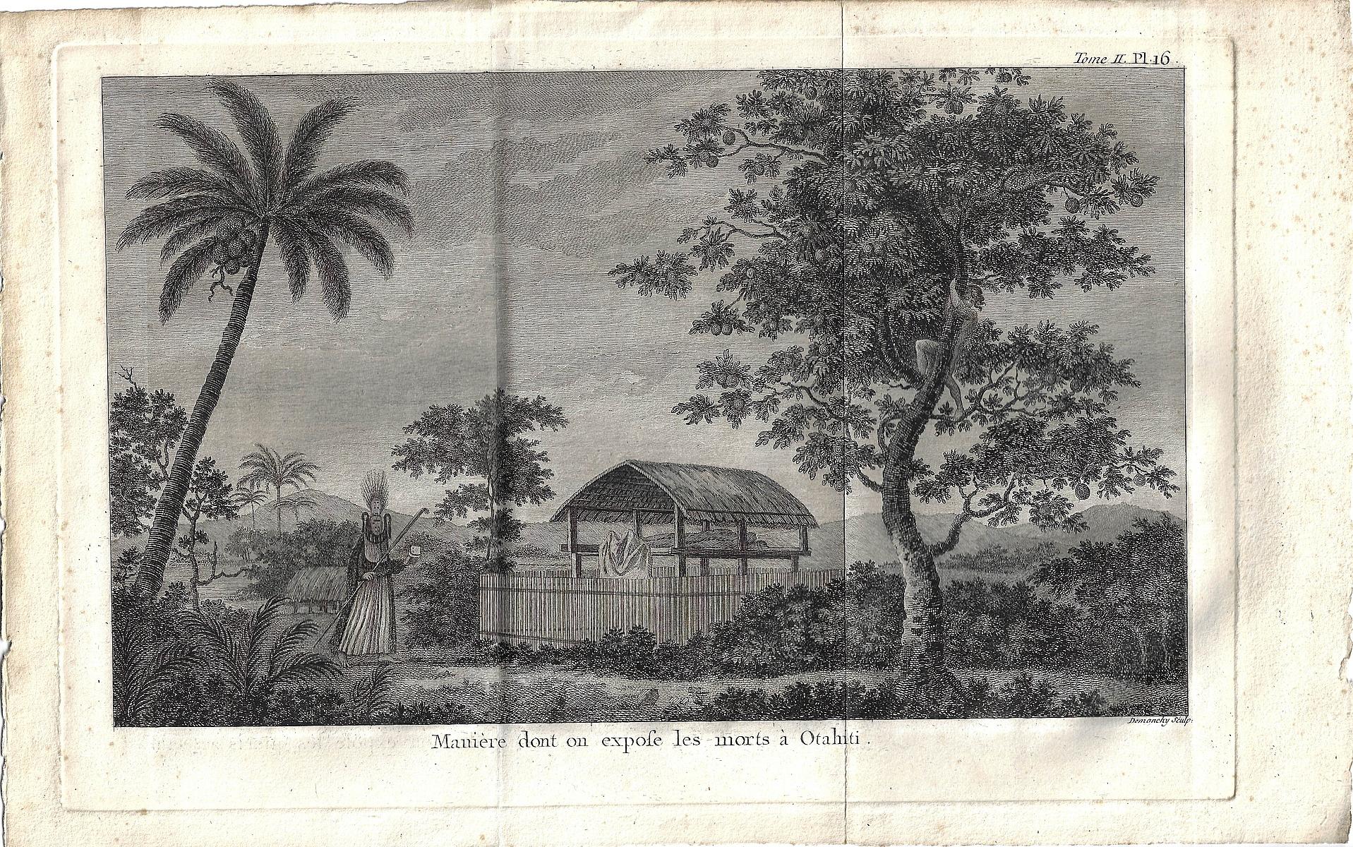 Copperplate engraving of a 'View of the Island of Otaheite (Tahiti)'