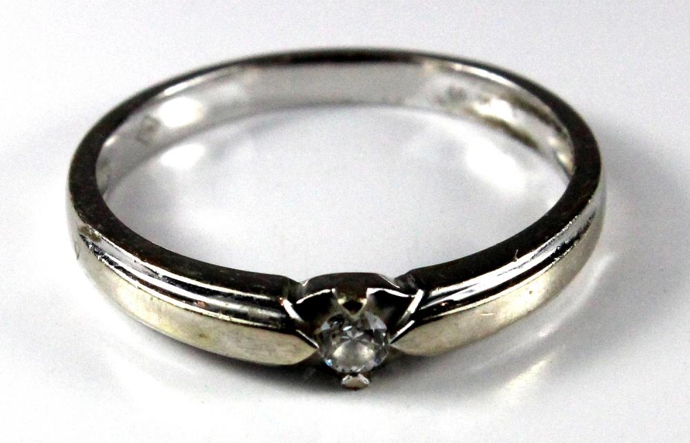 Small Solitaire Diamond set in 18ct White Gold Ring