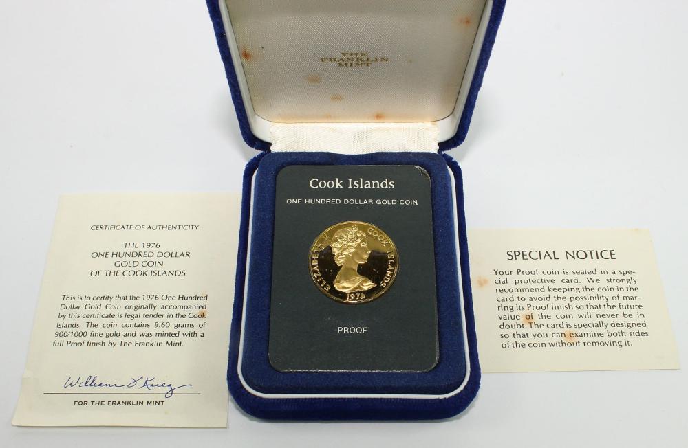 Cook Islands 1976 Gold (900) Proof $100, FDC