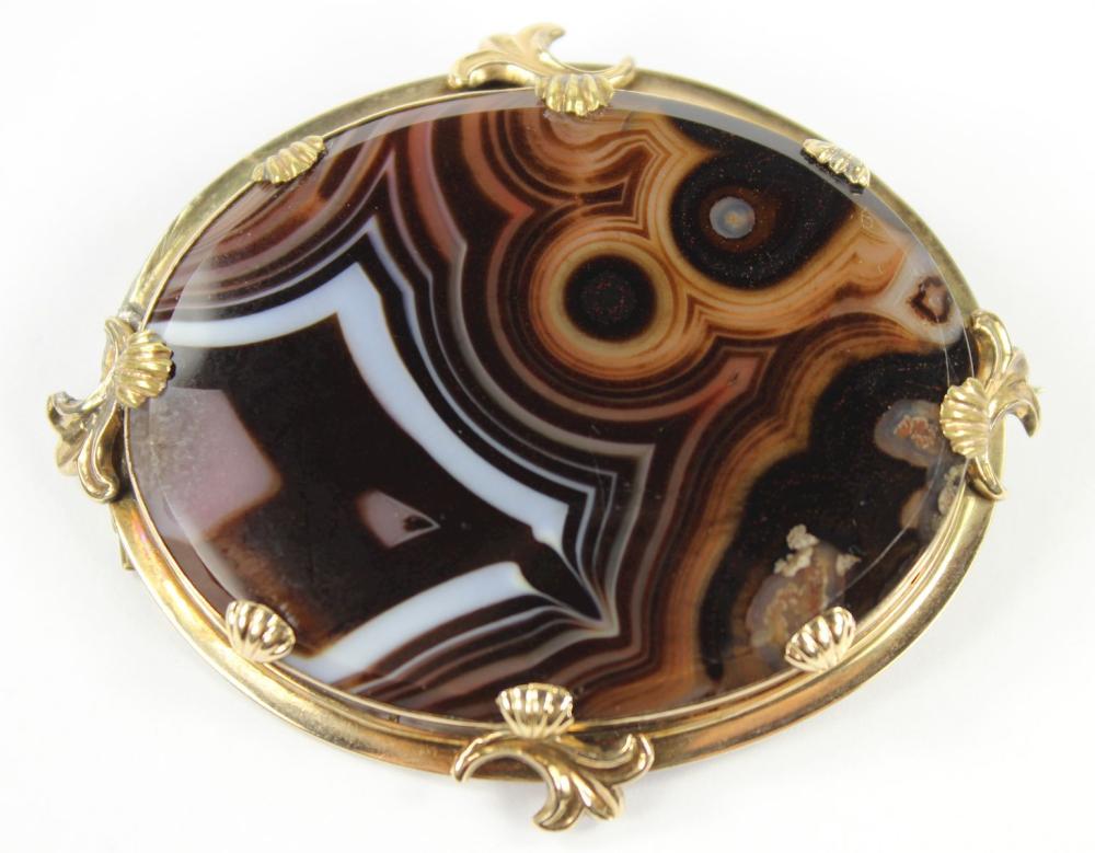 Vintage Banded Agate Brooch... image