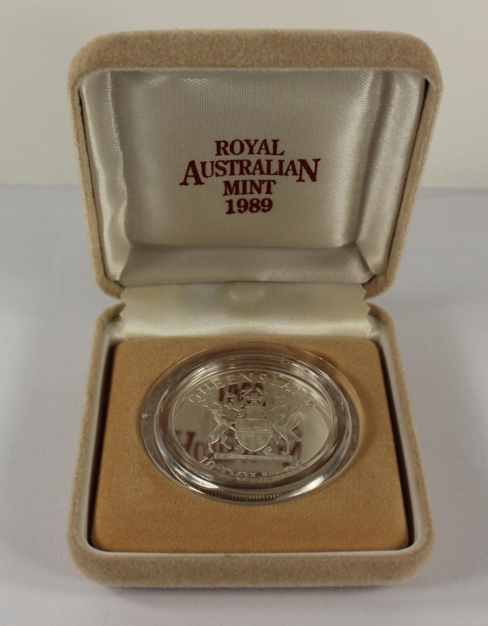 Australia 1989 'Queensland' Silver (925) $10 Proof, FDC