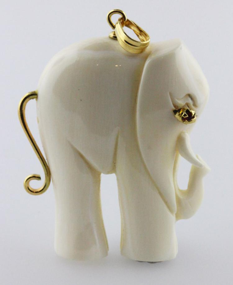 Carved Ivory Elephant Penda... image