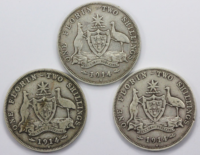 Australia 1914 H Florin, VG... image