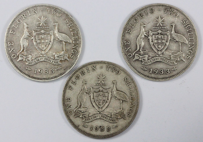 Australia 1933 Florin, VG /... image