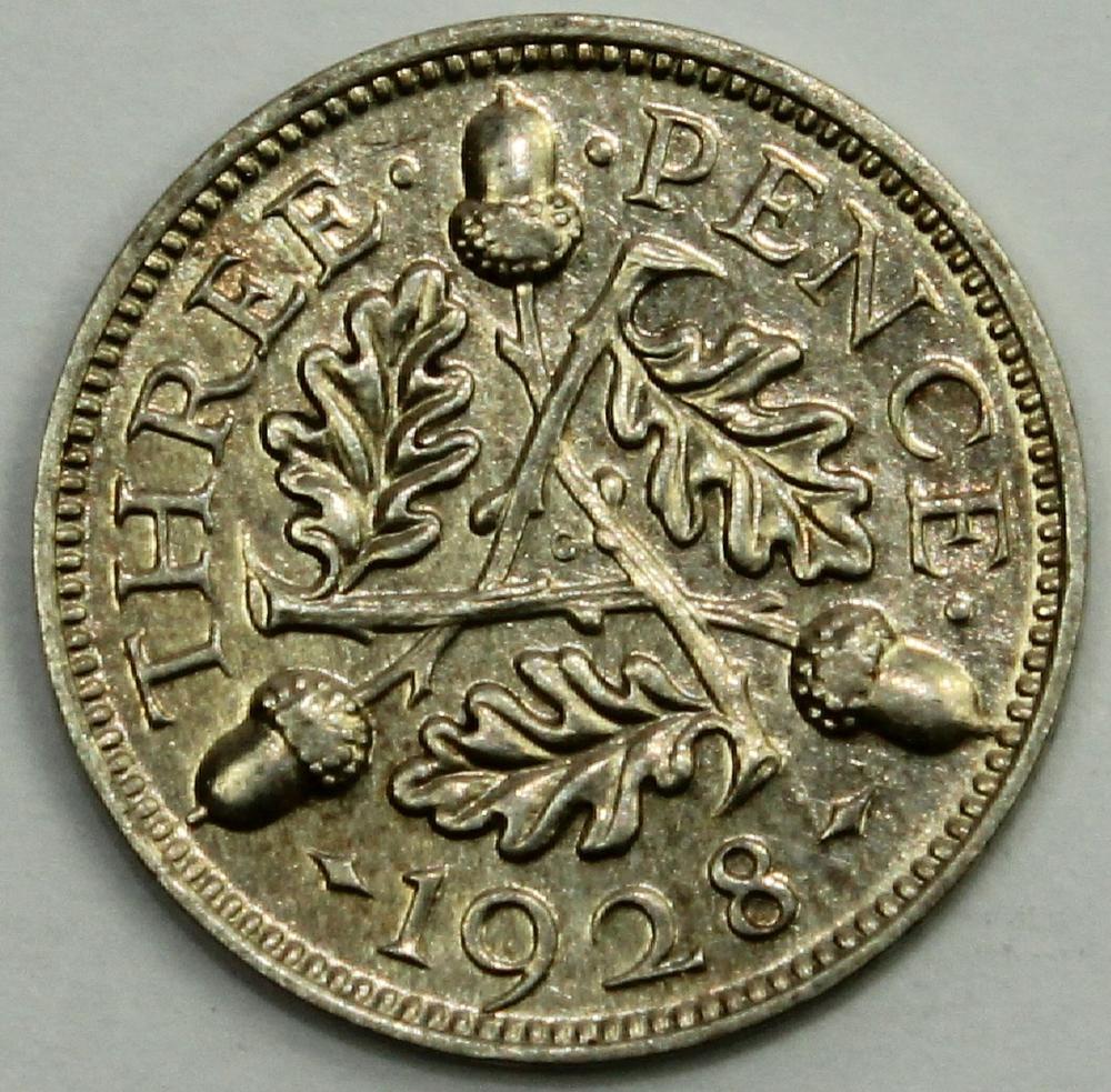 Great Britain 1928 Threepence, Uncirculated