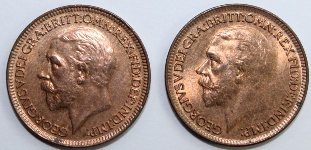 Great Britain 1928 Farthing, Brilliant Uncirculated (2 coins)