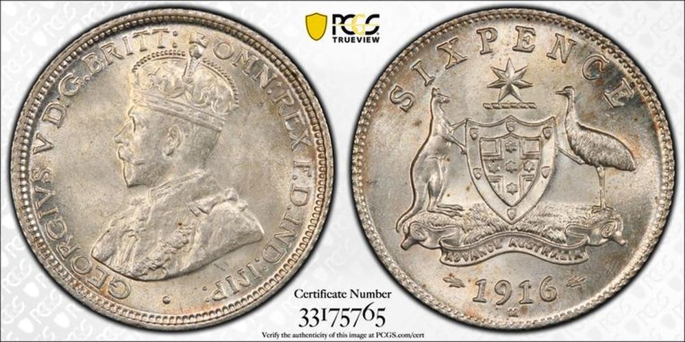 Australia 1916 M Sixpence, ... image