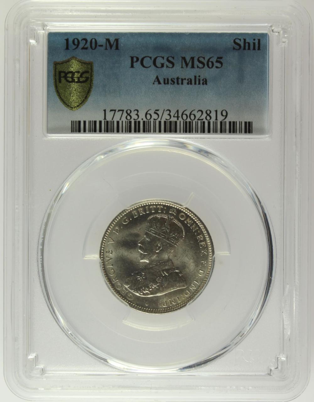 Australia 1920 M Shilling, PCGS MS65