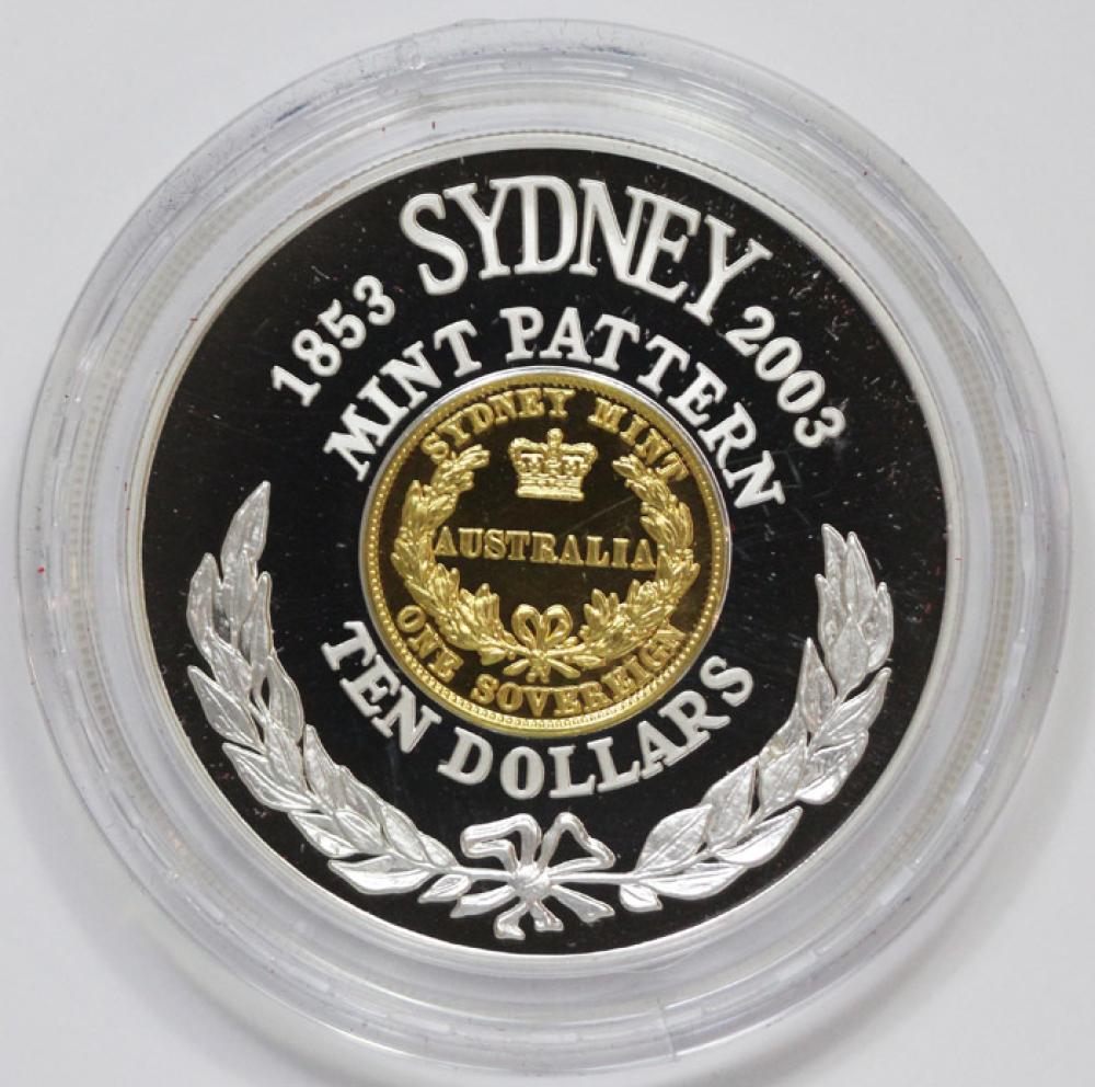 Australia 2003 'Sydney Mint 1853 Pattern Sovereign' Proof $10, FDC