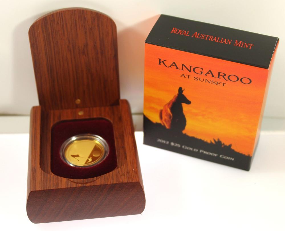 Australia 2012 'Kangaroo at Sunset' Proof Gold (999) $25, FDC