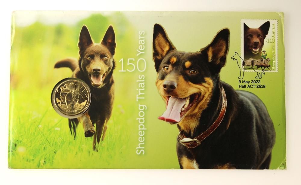 Australia 2022 'Sheepdog Trials' Stamp and $1 Coin Cover