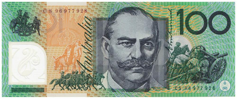 Australia. 'Fraser - Evans' CS96 -Last Prefix - Test Note $100 (1996), Uncirculated