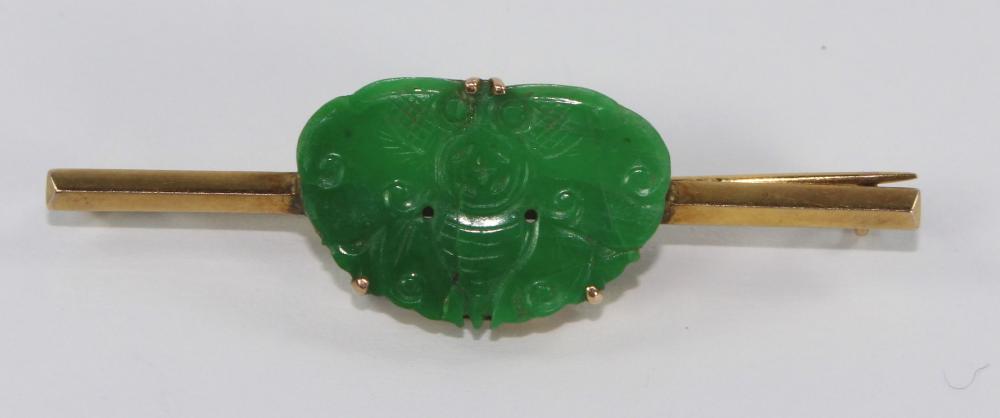 Green Jade Bar Brooch in 12... image