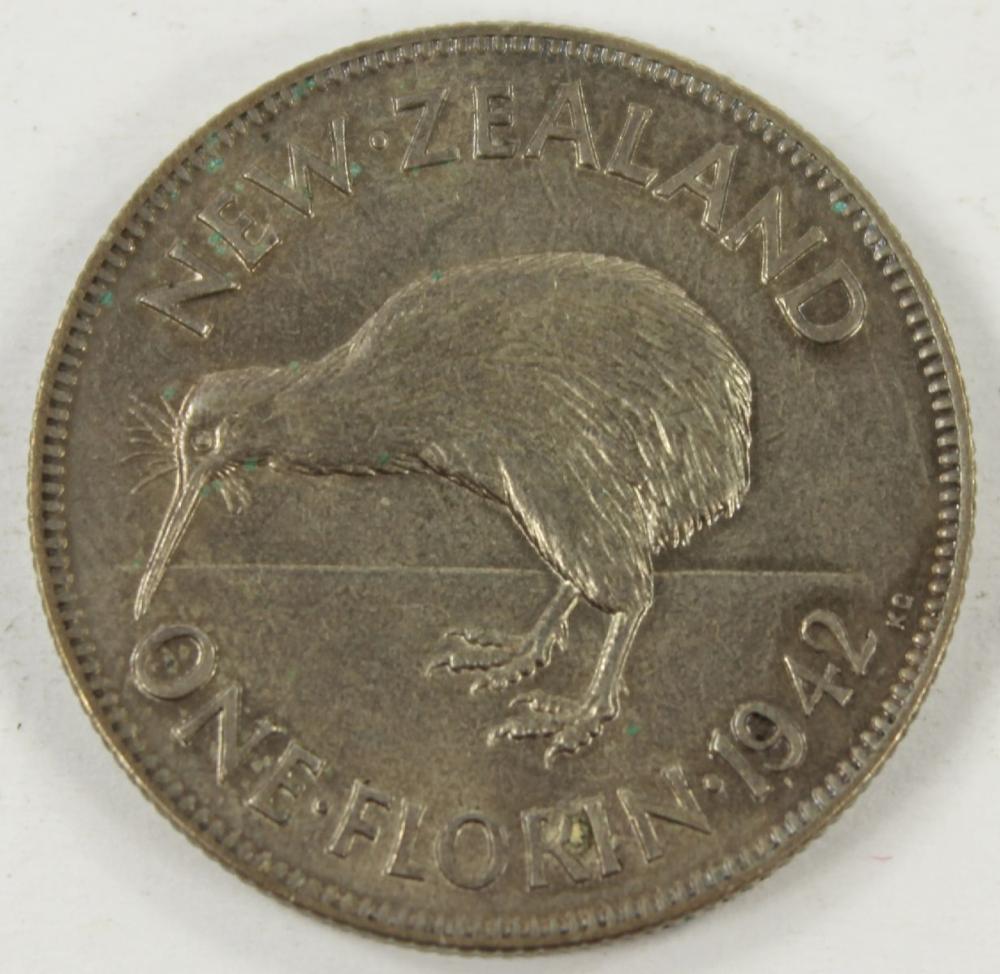 New Zealand 1942 Silver (500) Florin, Uncirculated