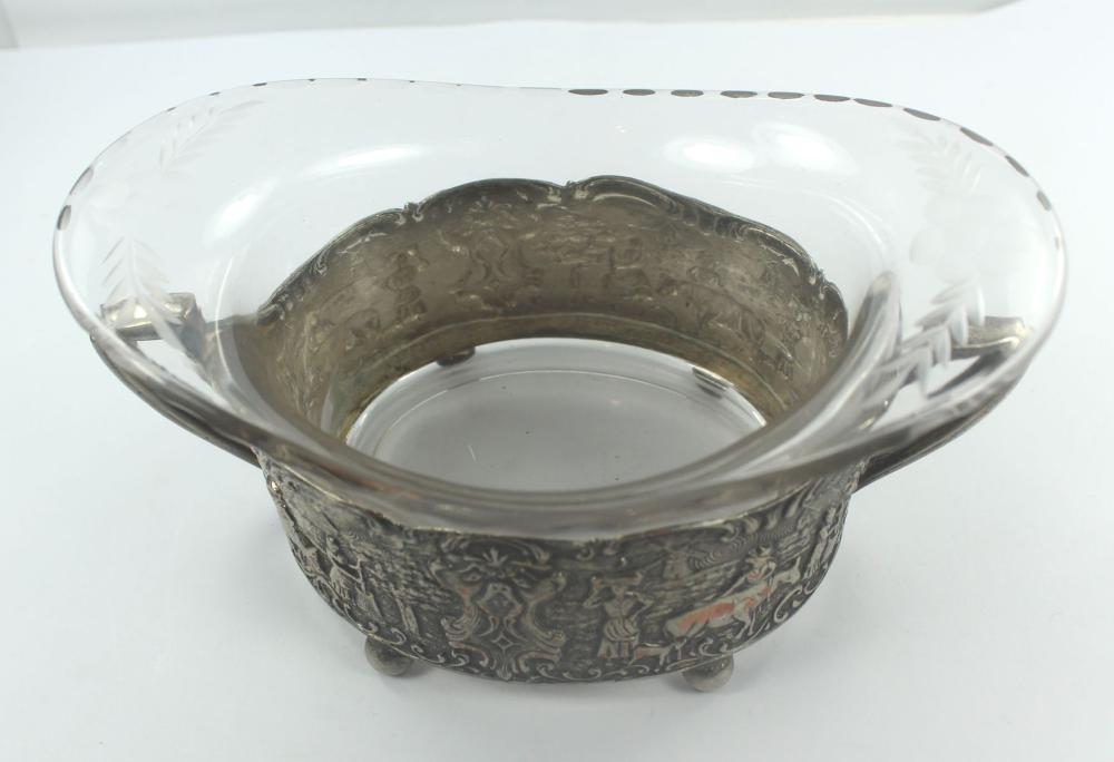 Vintage Holland-ware Silver-plate Dish with etched glass liner