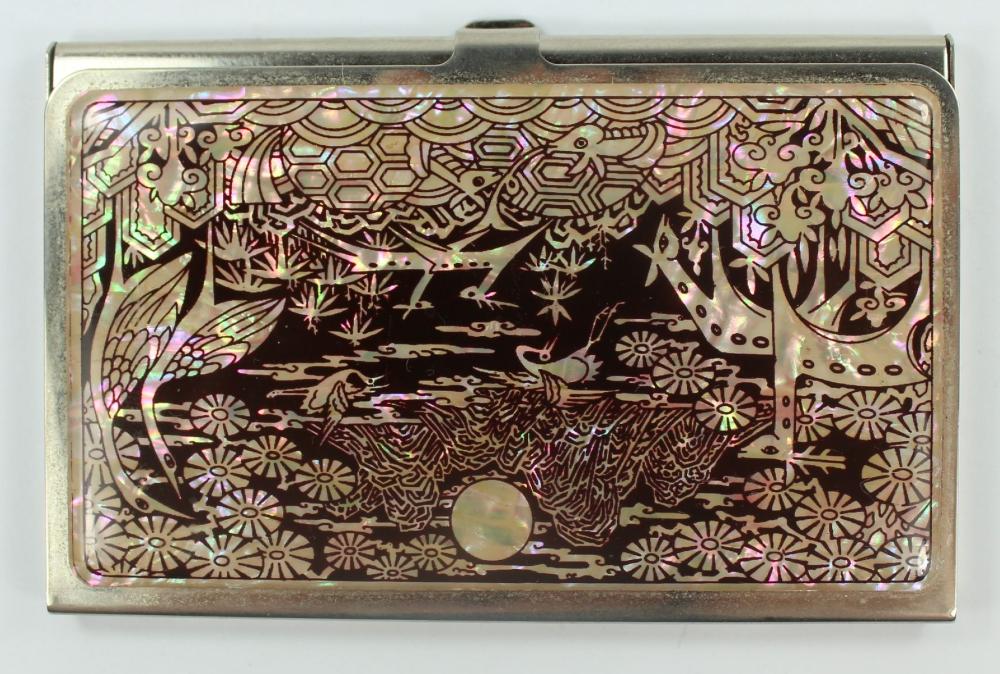 Asian Metal Card Case with Mother of Pearl details
