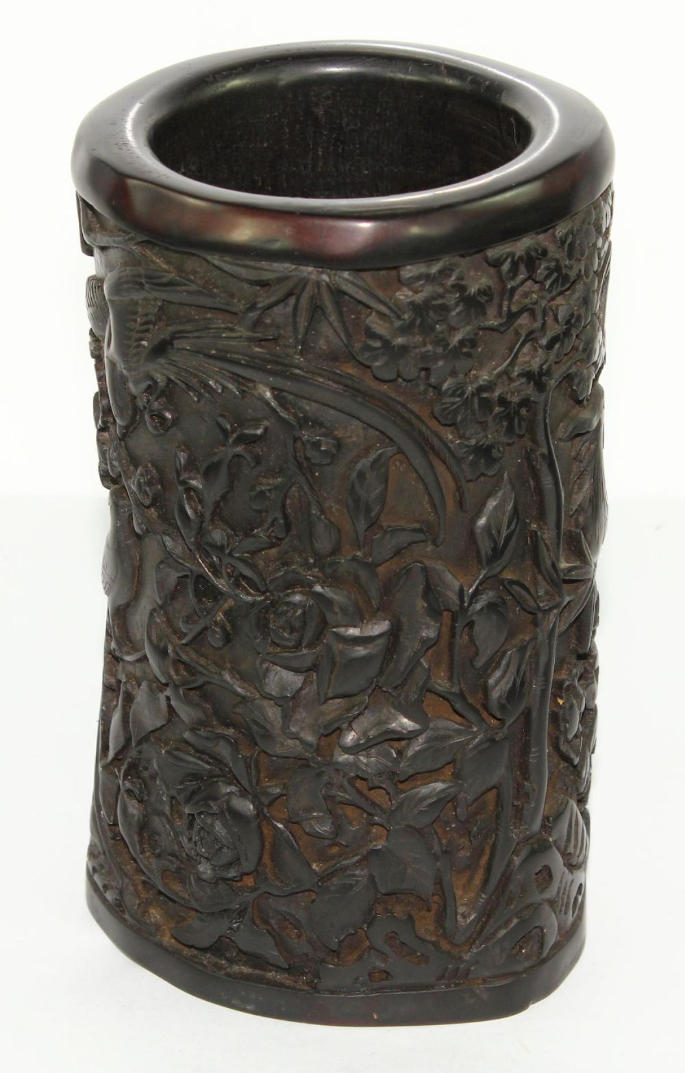 Asian Carved Ebonised Wood ... image