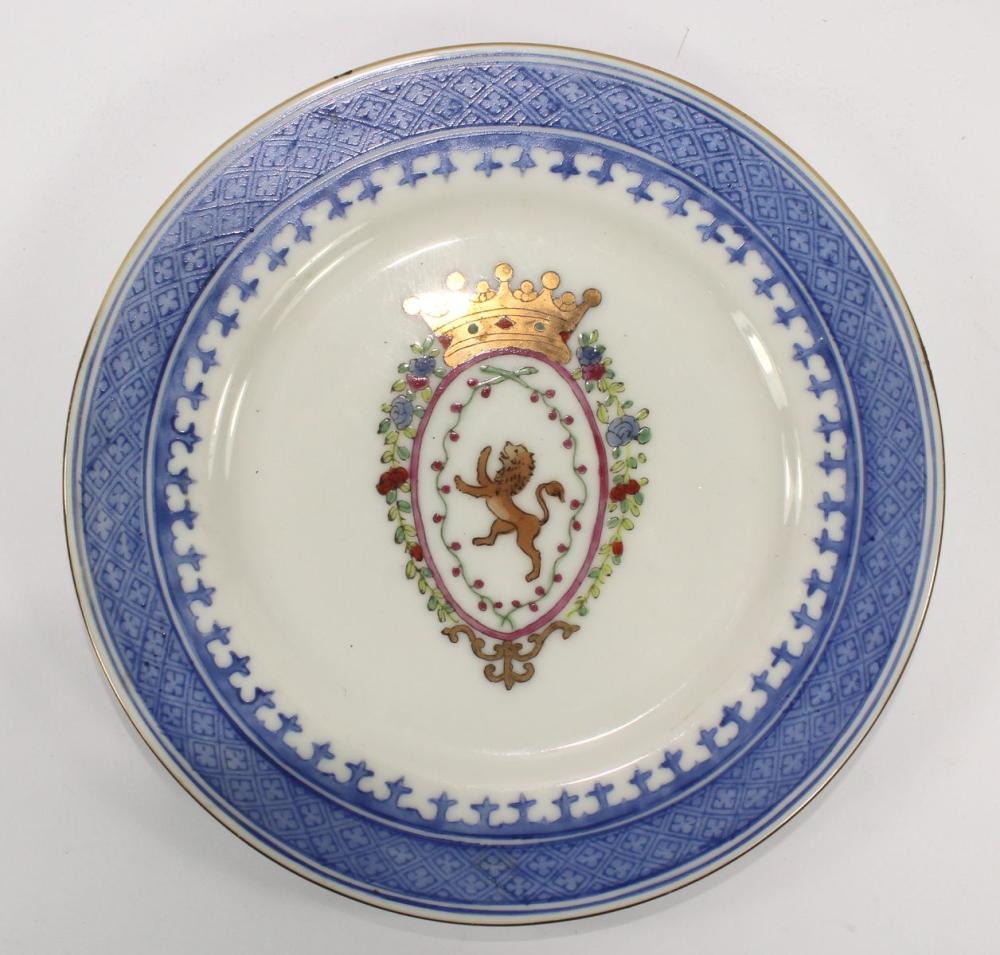 Vintage Hand-painted Plate with Coat of Arms