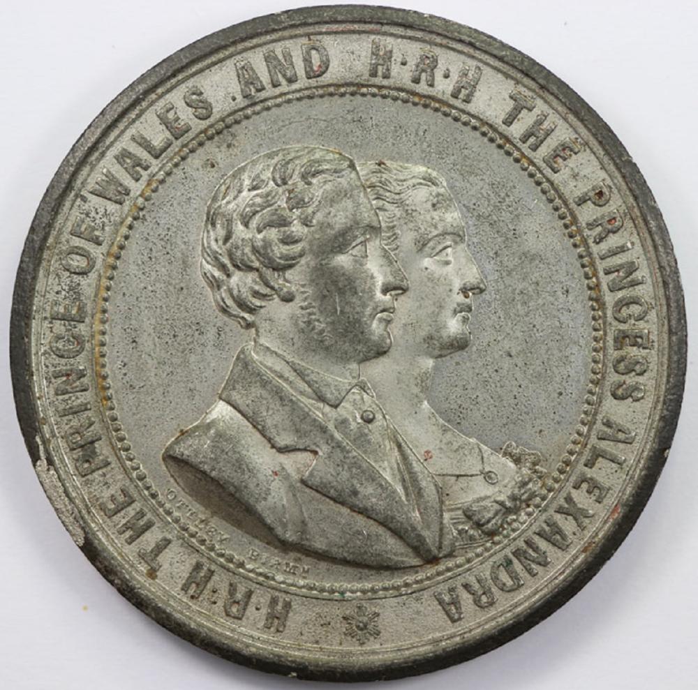 Great Britain. 1863 Marriage Medallion in white metal for the Prince of Wales & Princess Alexandria, about Uncirculated