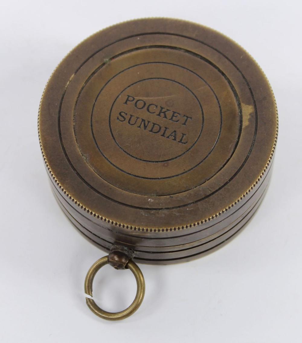 Brass Pocket Sundial with C... image
